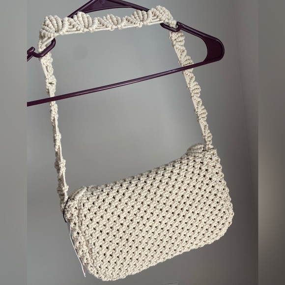 Last one🚨 Zara Macrame Knit Shell Cotton Shoulder Bag Handbag Purse Cream NWT - Picture 14 of 16